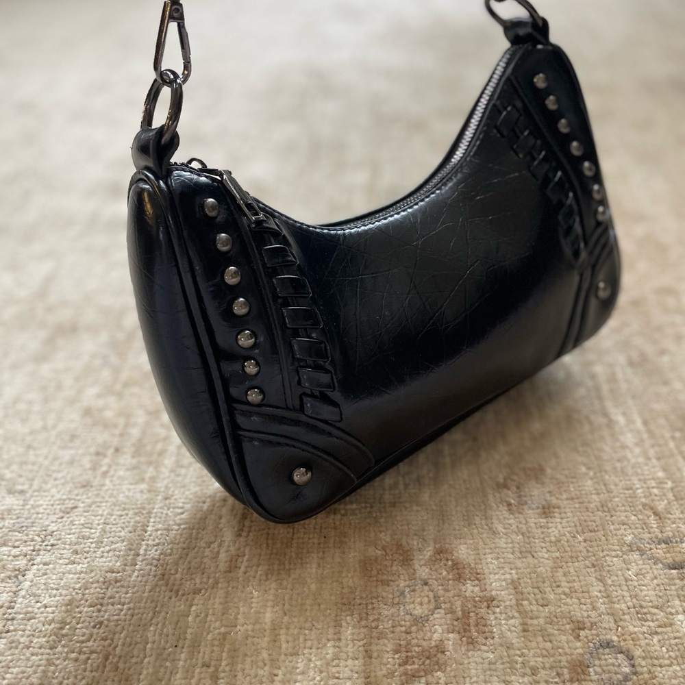 Elegant Black Studded Shoulder Bag - Picture 2 of 11